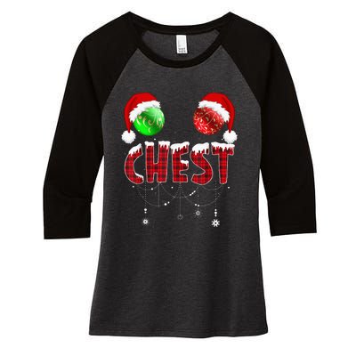 Chest Nuts Christmas Funny Matching Couple Chestnuts Women's Tri-Blend 3/4-Sleeve Raglan Shirt