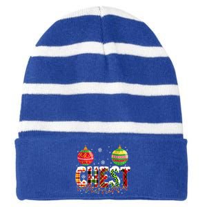 Chest Nuts Christmas Matching Couple Chestnuts Funny Gift Striped Beanie with Solid Band