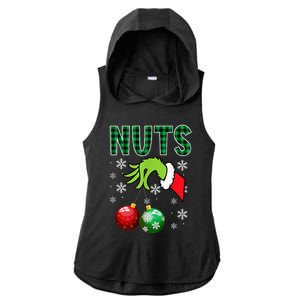 Chest Nuts Christmas  Funny Matching Couple Chestnuts  Ladies PosiCharge Tri-Blend Wicking Draft Hoodie Tank