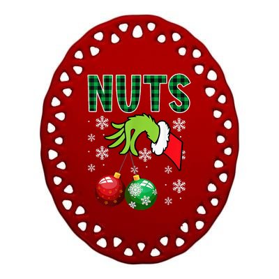 Chest Nuts Christmas  Funny Matching Couple Chestnuts  Ceramic Oval Ornament