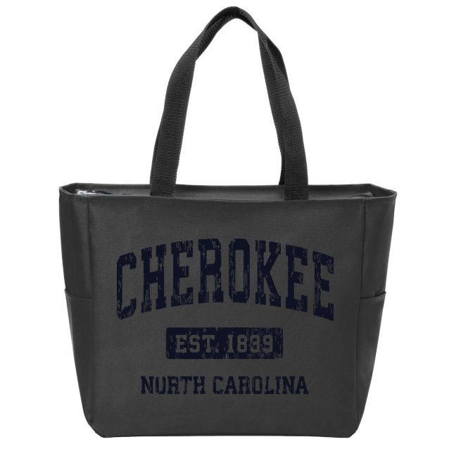 Cherokee North Carolina NC Vintage Athletic Sports Design Zip Tote Bag