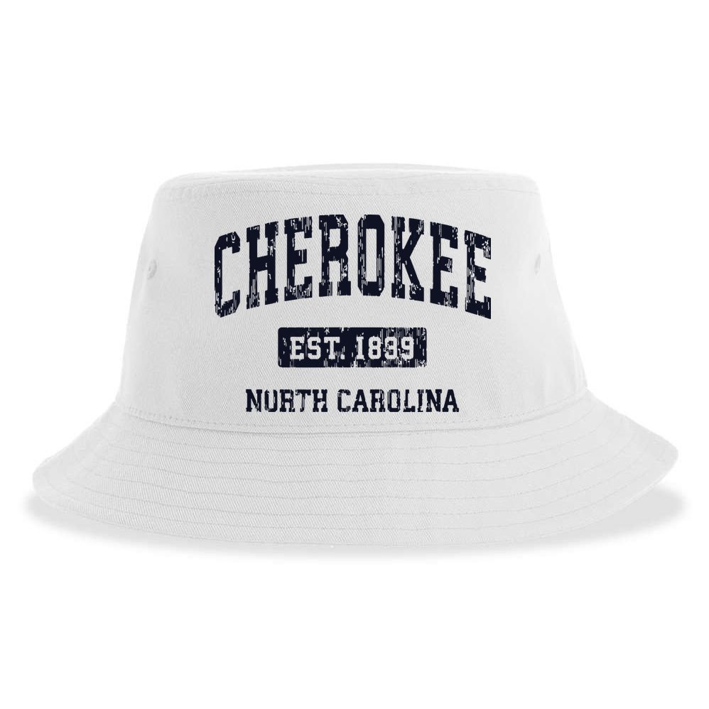 Cherokee North Carolina NC Vintage Athletic Sports Design Sustainable Bucket Hat