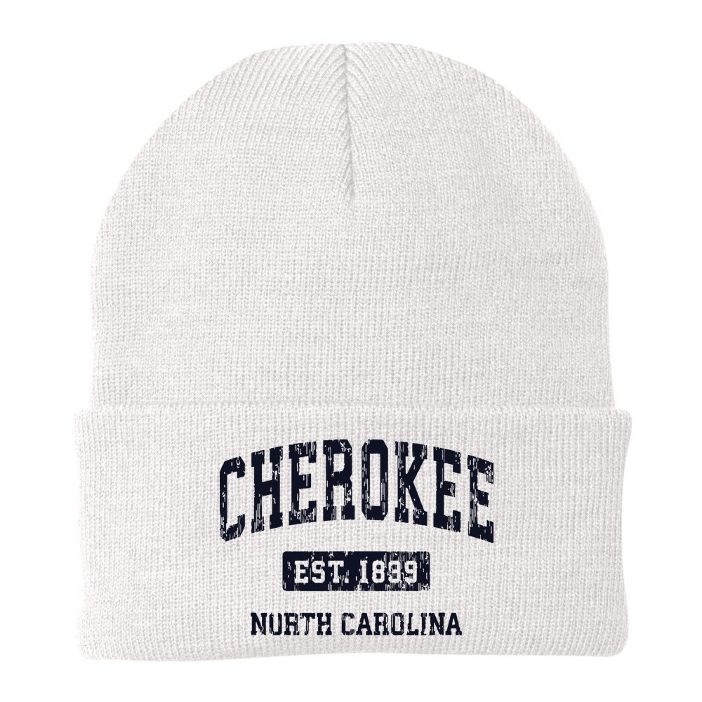 Cherokee North Carolina NC Vintage Athletic Sports Design Beanie
