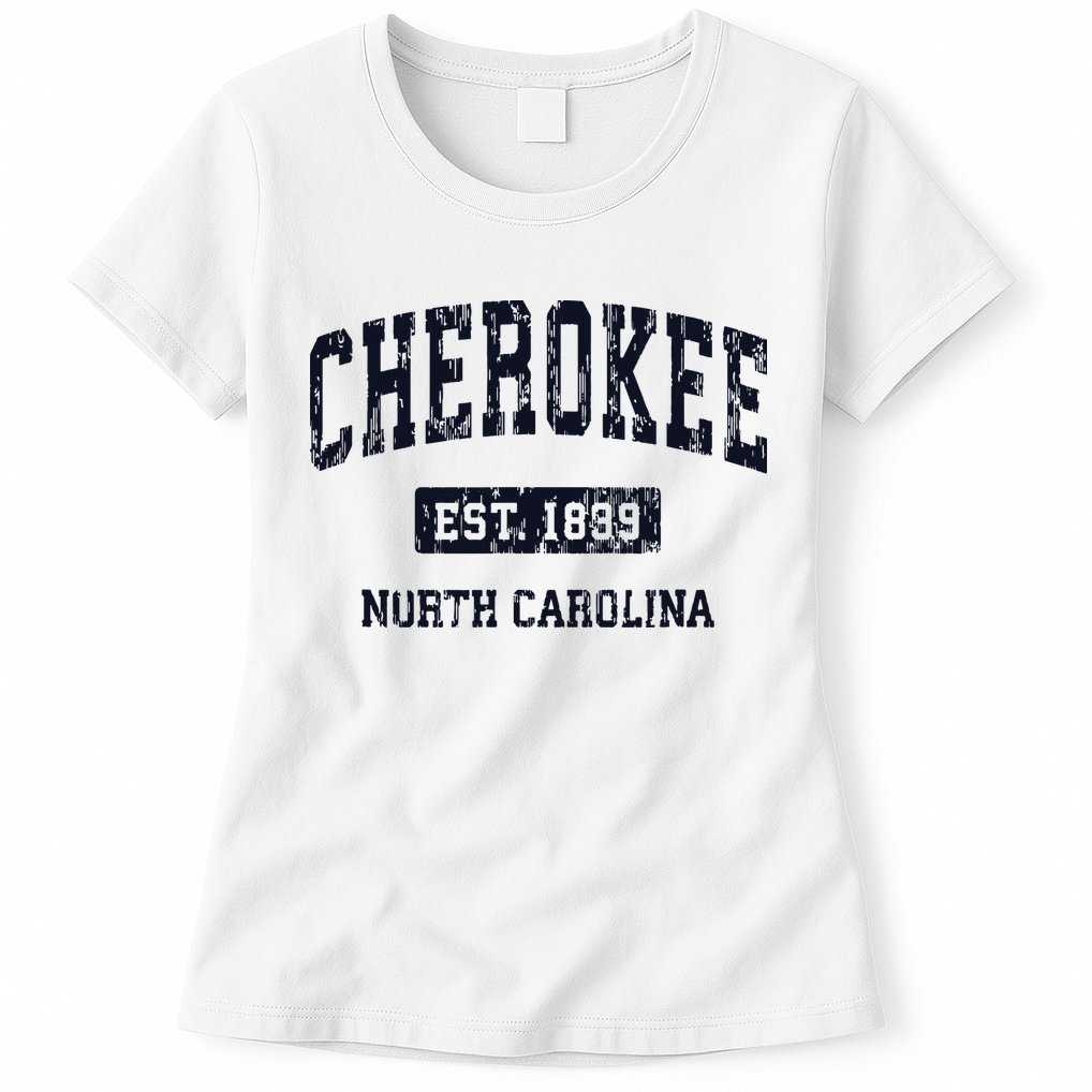 Cherokee North Carolina NC Vintage Athletic Sports Design Womens T-Shirt