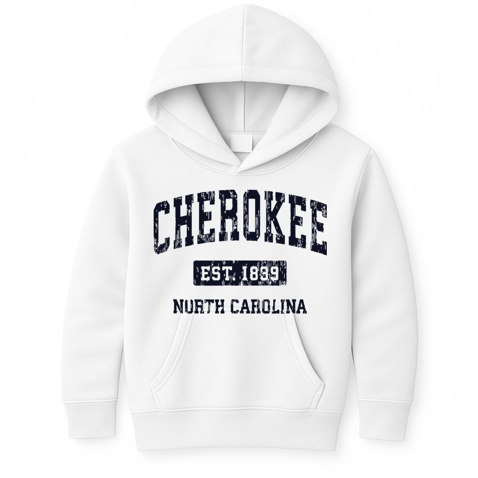 Cherokee North Carolina NC Vintage Athletic Sports Design Kids Hoodie
