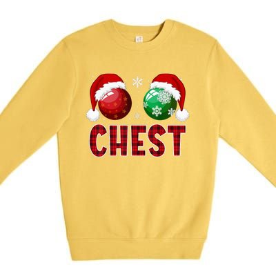 Chest Nuts Christmas Funny Matching Couple Chestnuts Premium Crewneck Sweatshirt