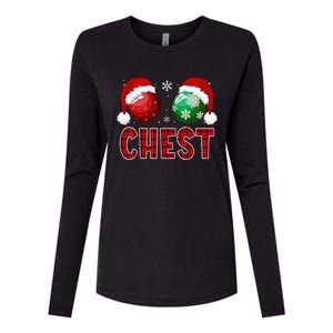 Chest Nuts Christmas Funny Matching Couple Chestnuts Womens Cotton Relaxed Long Sleeve T-Shirt