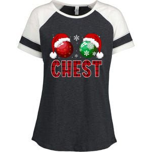 Chest Nuts Christmas Funny Matching Couple Chestnuts Enza Ladies Jersey Colorblock Tee