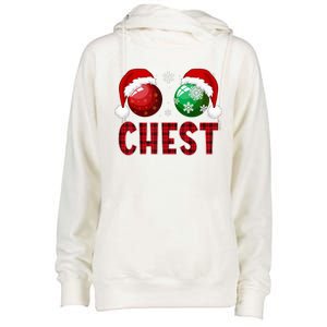 Chest Nuts Christmas Funny Matching Couple Chestnuts Womens Funnel Neck Pullover Hood