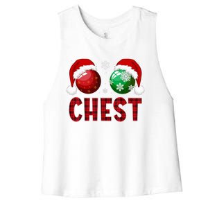 Chest Nuts Christmas Funny Matching Couple Chestnuts Women's Racerback Cropped Tank