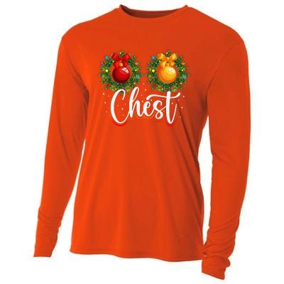 Chest Nuts Christmas Funny Couples Christmas Chestnuts Cooling Performance Long Sleeve Crew