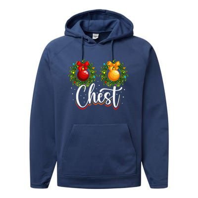 Chest Nuts Christmas Funny Couples Christmas Chestnuts Performance Fleece Hoodie