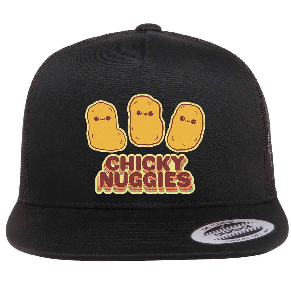 Chicky Nuggies Cute Retro Kawaii Chicken Nuggets Nuggs Meme Flat Bill Trucker Hat
