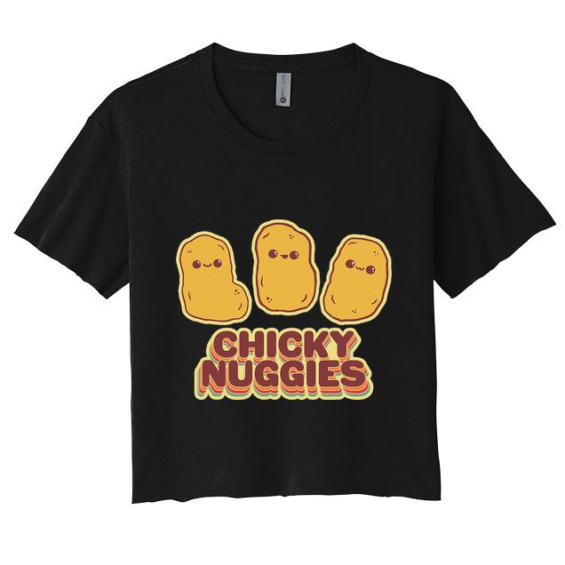 Chicky Nuggies Cute Retro Kawaii Chicken Nuggets Nuggs Meme Crop Top