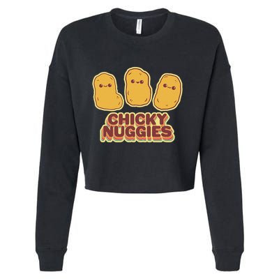 Chicky Nuggies Cute Retro Kawaii Chicken Nuggets Nuggs Meme Cropped Pullover Crew