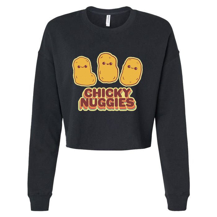 Chicky Nuggies Cute Retro Kawaii Chicken Nuggets Nuggs Meme Cropped Pullover Crew