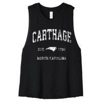 Carthage North Carolina Nc Vintage Athletic Women's Racerback Cropped Tank