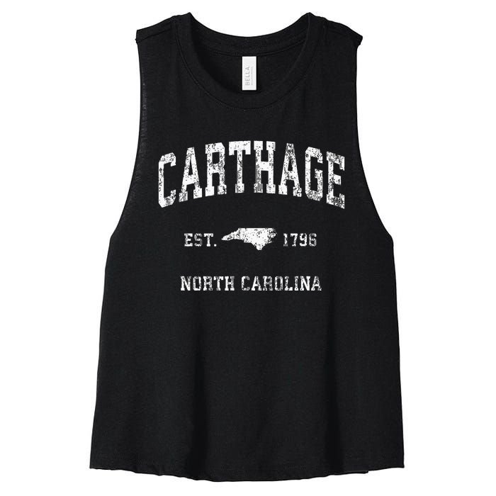 Carthage North Carolina Nc Vintage Athletic Women's Racerback Cropped Tank