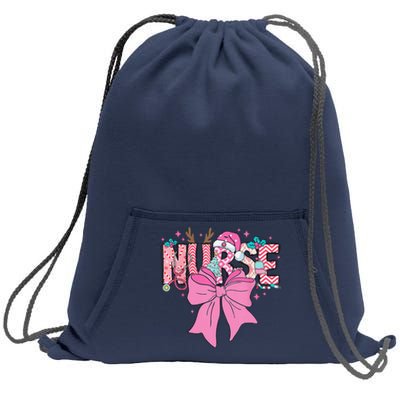 Coquette Nurse Christmas Nursing Pin.K Tone Bow Xmas Plaid Sweatshirt Cinch Pack Bag