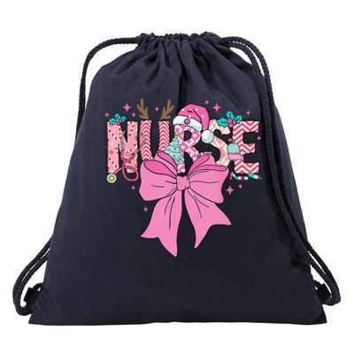 Coquette Nurse Christmas Nursing Pin.K Tone Bow Xmas Plaid Drawstring Bag