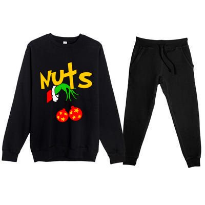 Chest Nuts Couples Matching Christmas Humor Premium Crewneck Sweatsuit Set