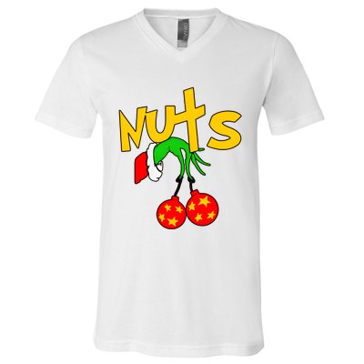 Chest Nuts Couples Matching Christmas Humor V-Neck T-Shirt