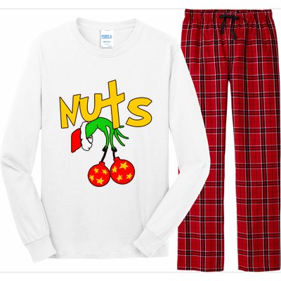 Chest Nuts Couples Matching Christmas Humor Long Sleeve Pajama Set