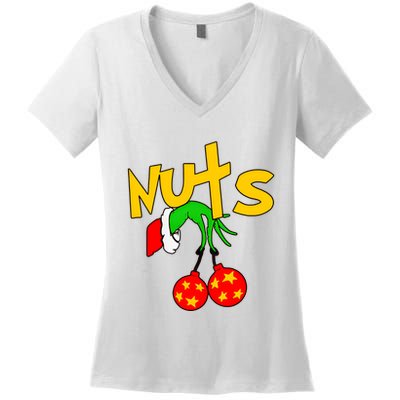 Chest Nuts Couples Matching Christmas Humor Women's V-Neck T-Shirt