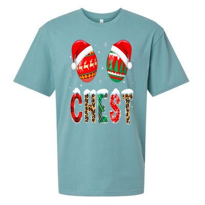 Chest Nuts Couple Christmas Pajama Chestnuts Xmas Gift Sueded Cloud Jersey T-Shirt