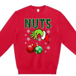 Chest Nuts Christmas Funny Matching Couple Chestnuts Premium Crewneck Sweatshirt