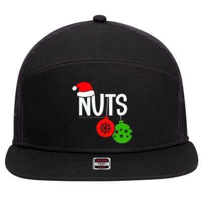 Chest Nuts Christmas Funny Matching Couple Chestnuts  7 Panel Mesh Trucker Snapback Hat