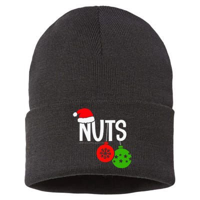 Chest Nuts Christmas Funny Matching Couple Chestnuts  Sustainable Knit Beanie