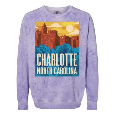 Charlotte North Carolina City Sunset Colorblast Crewneck Sweatshirt