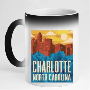 Charlotte North Carolina City Sunset 11oz Black Color Changing Mug