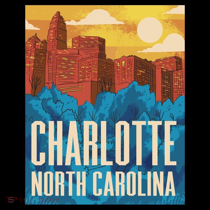 Charlotte North Carolina City Sunset Flexfit Unipanel Trucker Cap