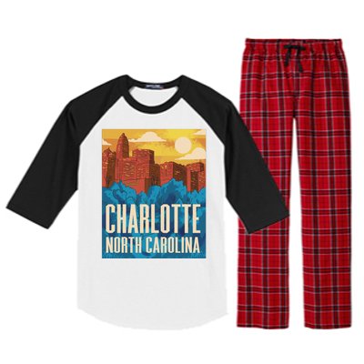 Charlotte North Carolina City Sunset Raglan Sleeve Pajama Set