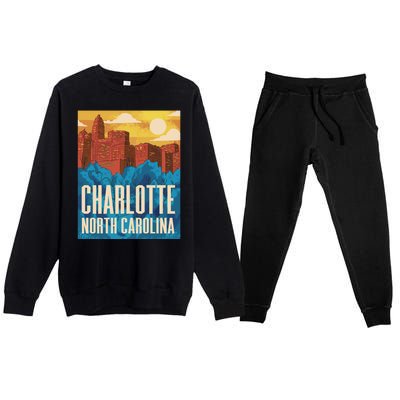 Charlotte North Carolina City Sunset Premium Crewneck Sweatsuit Set