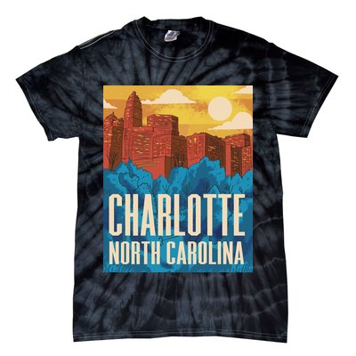Charlotte North Carolina City Sunset Tie-Dye T-Shirt