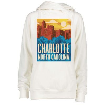 Charlotte North Carolina City Sunset Womens Funnel Neck Pullover Hood