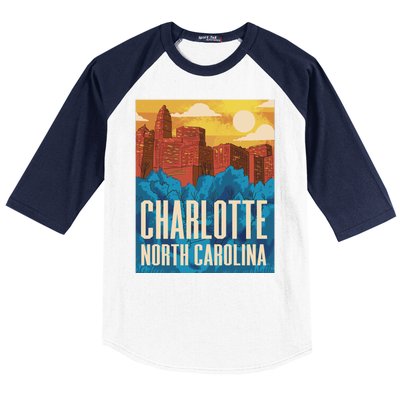 Charlotte North Carolina City Sunset Baseball Sleeve Shirt