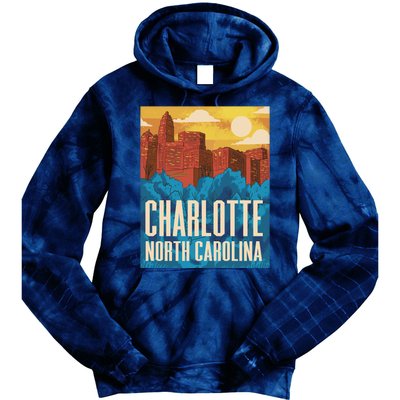 Charlotte North Carolina City Sunset Tie Dye Hoodie