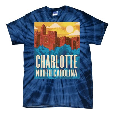 Charlotte North Carolina City Sunset Tie-Dye T-Shirt