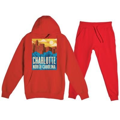 Charlotte North Carolina City Sunset Premium Hooded Sweatsuit Set