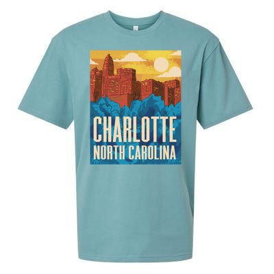 Charlotte North Carolina City Sunset Sueded Cloud Jersey T-Shirt