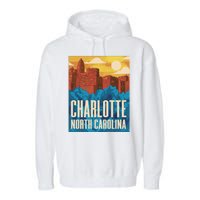 Charlotte North Carolina City Sunset Garment-Dyed Fleece Hoodie