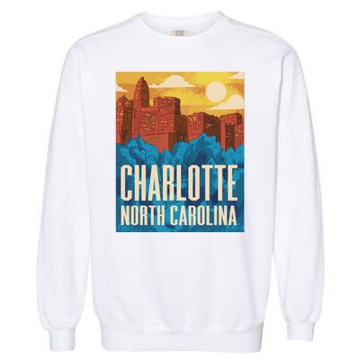 Charlotte North Carolina City Sunset Garment-Dyed Sweatshirt