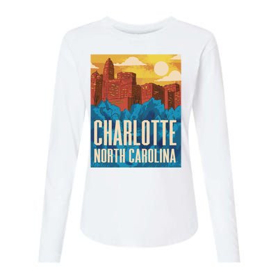 Charlotte North Carolina City Sunset Womens Cotton Relaxed Long Sleeve T-Shirt