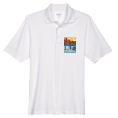 Charlotte North Carolina City Sunset Men's Origin Performance Pique Polo