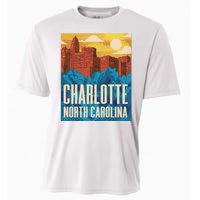 Charlotte North Carolina City Sunset Cooling Performance Crew T-Shirt