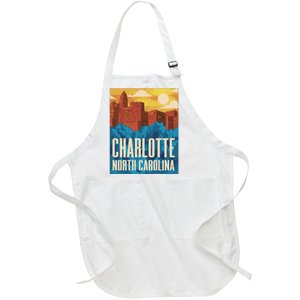 Charlotte North Carolina City Sunset Full-Length Apron With Pockets